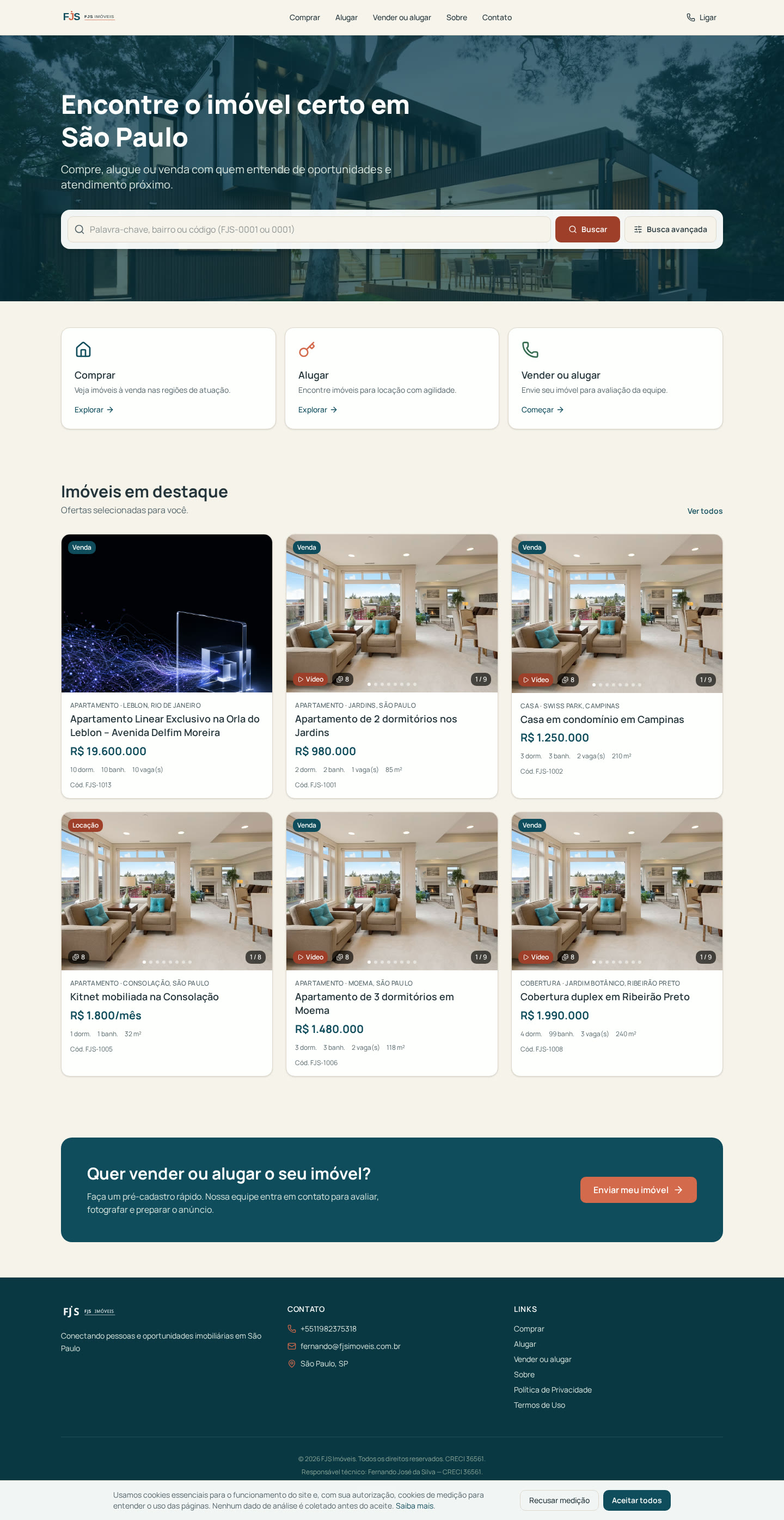 FJS Imóveis — full page