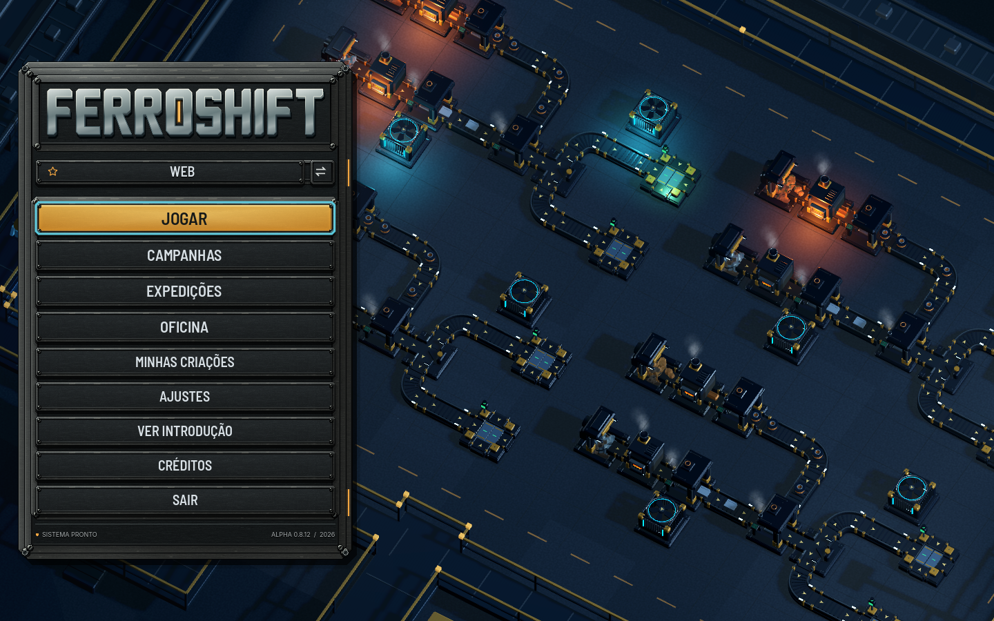 Tela inicial de FERROSHIFT em desenvolvimento