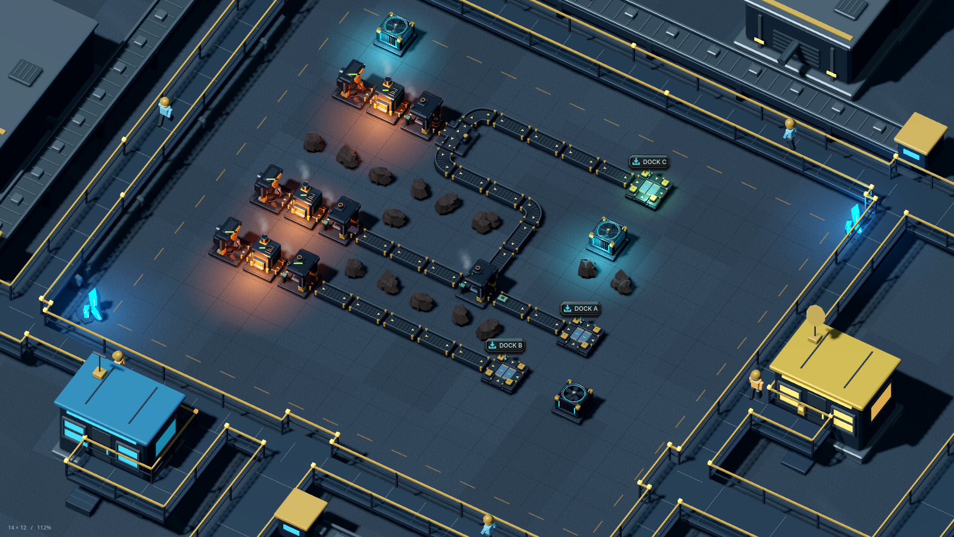 FERROSHIFT — Puzzle de automação: organize rotas, transforme recursos e controle o calor de uma fábrica em um planeta hostil.